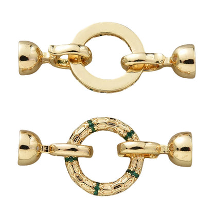 Juya 18K Gold Plated Decorative Sector Fastener Connector Lock Clasps Accessories For DIY Needlework Beads Pearls Jewelry Making