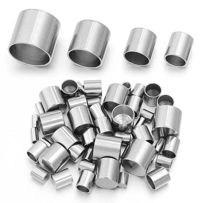 10-20pcs/lot 2-10mm Stainless Steel Leather Cord Clasp Crimp End Caps For Necklace Bracelet Connectors Jewelry Making Supplies