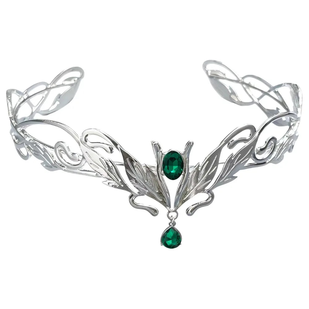 Vintage King Round Elves Crown Elegant Baroque Princess Diadems Leaf Leaves Forehead Alloy Rhinestone Headdress Wedding Ceremony