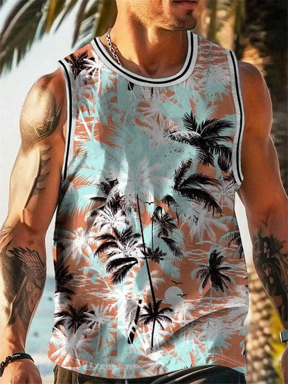 2026 Summer Hawaii Beach Tank Top for Men, Quick Dry Silky Sleeveless Shirt, Fashion Body Shaping Casual Men's Vest