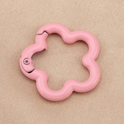 5/10pcs Colorful Flower-shaped Alloy Carabiner Rings Keychain Clip Spring Hook Hanging Buckle For DIY Jewelry Making Accessories