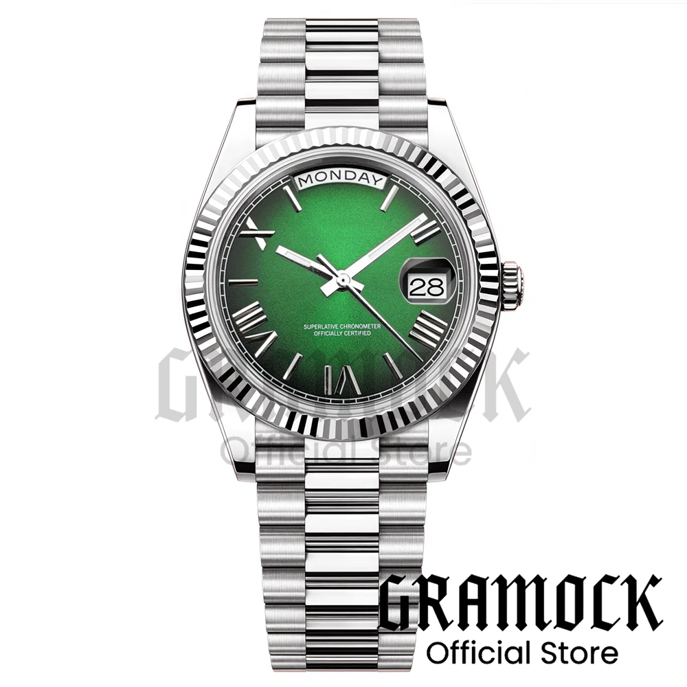 Custom Logo Clock Men's Luxury Rose Gold Mechanical Wristwatch Week Date Calendar MIYOTA 8285 Movement Waterproof Watch For Men