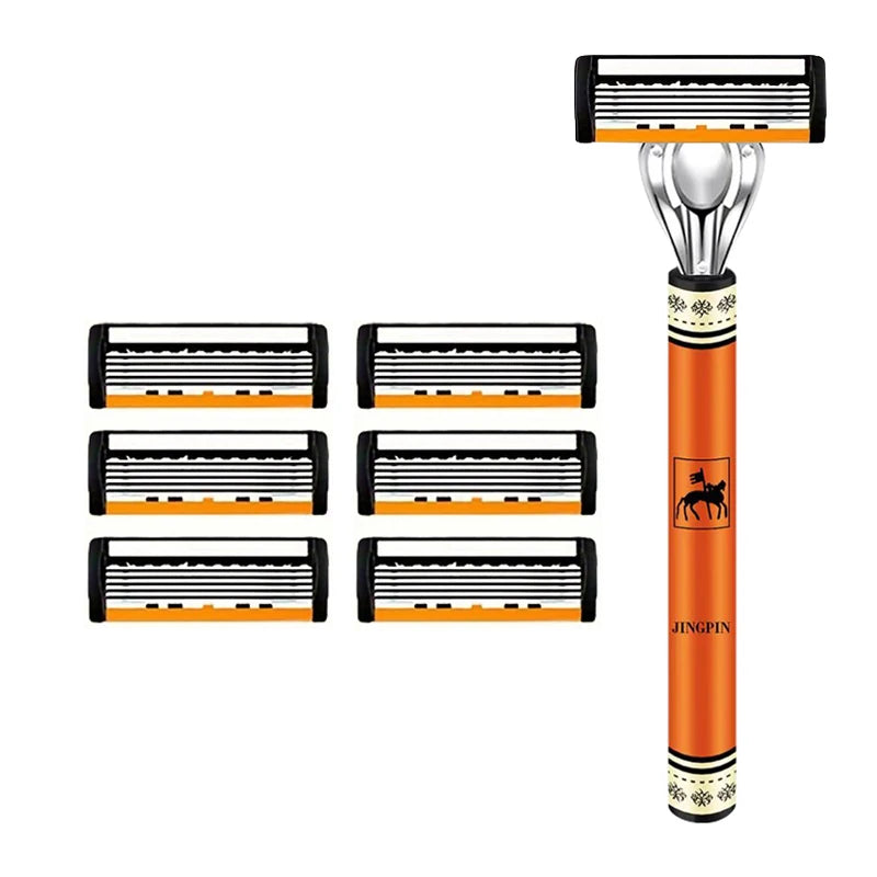 6-layer razor blade, men's stainless steel blade, classic water washed razor, sharp blade for clean shaving