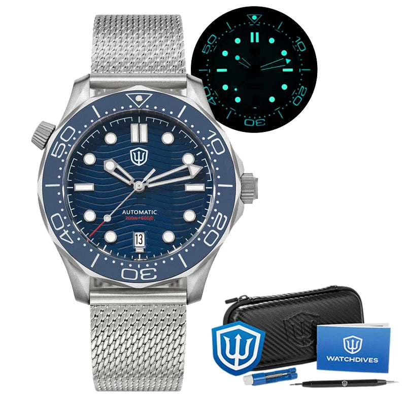 Watchdives WD007 V4 Automatic Dive Watch 200M Waterproof PT5000 Movement Titanium Case Sapphire Crystal Mens Watch With Gift