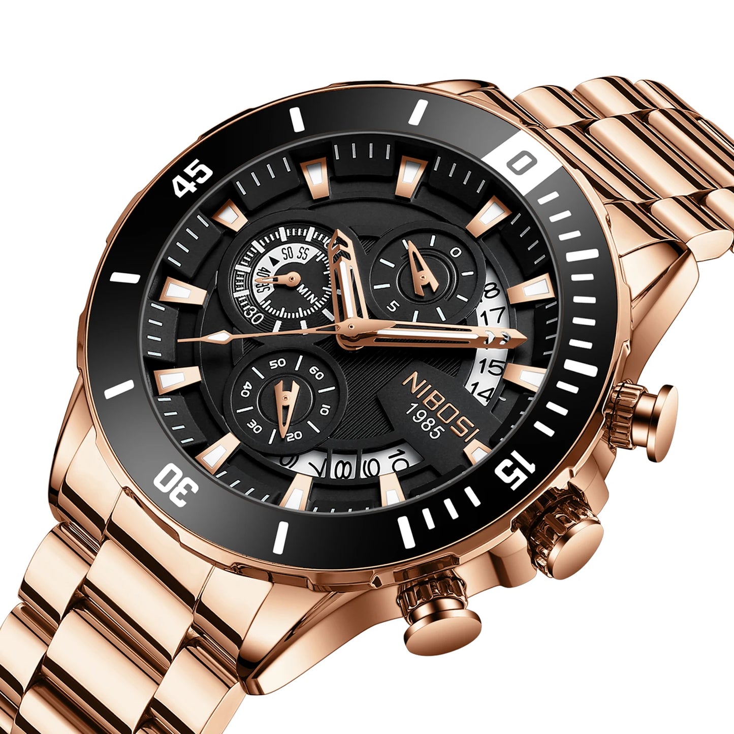 NIBOSI New Men's Watches Top Brand Luxury Watch for Men Waterproof Stainless Steel Chronograph Luminous Auto Date Reloj Hombre