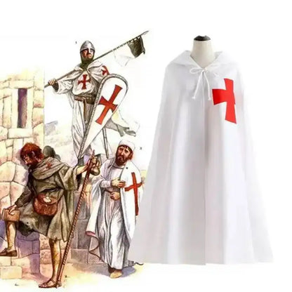 Medieval S-4XL Crusader Mens Knights Templar Tunic Cosplay Costumes Renaissance Halloween Surcoat Warrior Black Plague Cloak Top
