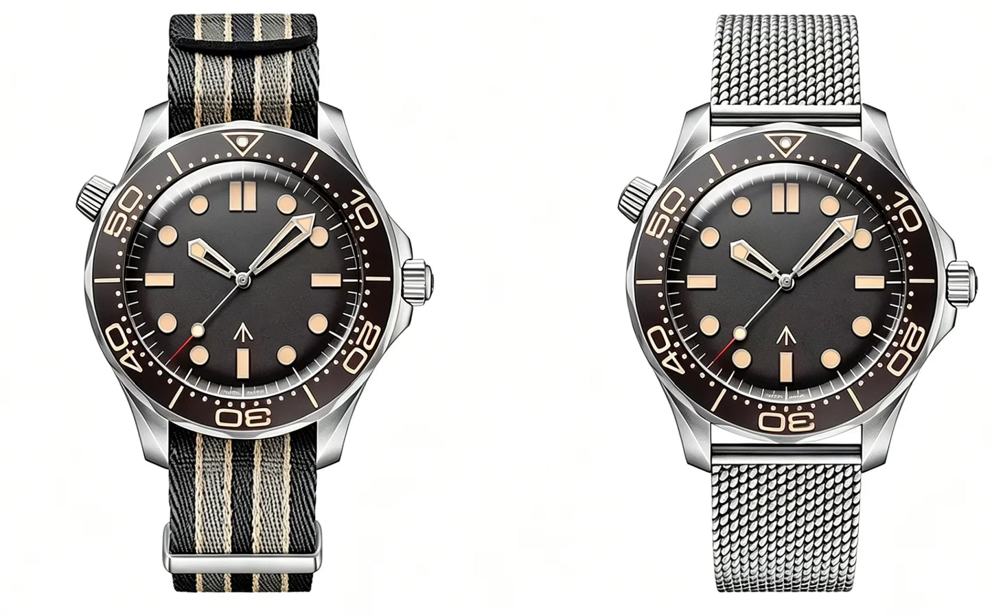 Timeless 42mm Premium Automatic Mechanical Mens Watches 007 Fashion Trend Style 904L Mirror Polished Steel Canvas Strap Sapphire