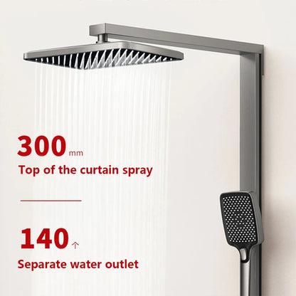 Bathroom Multi-Function Digital Display Shower System Brass Piano Key Exposed Thermostatic Faucets Soft & Rain Spray Patterns