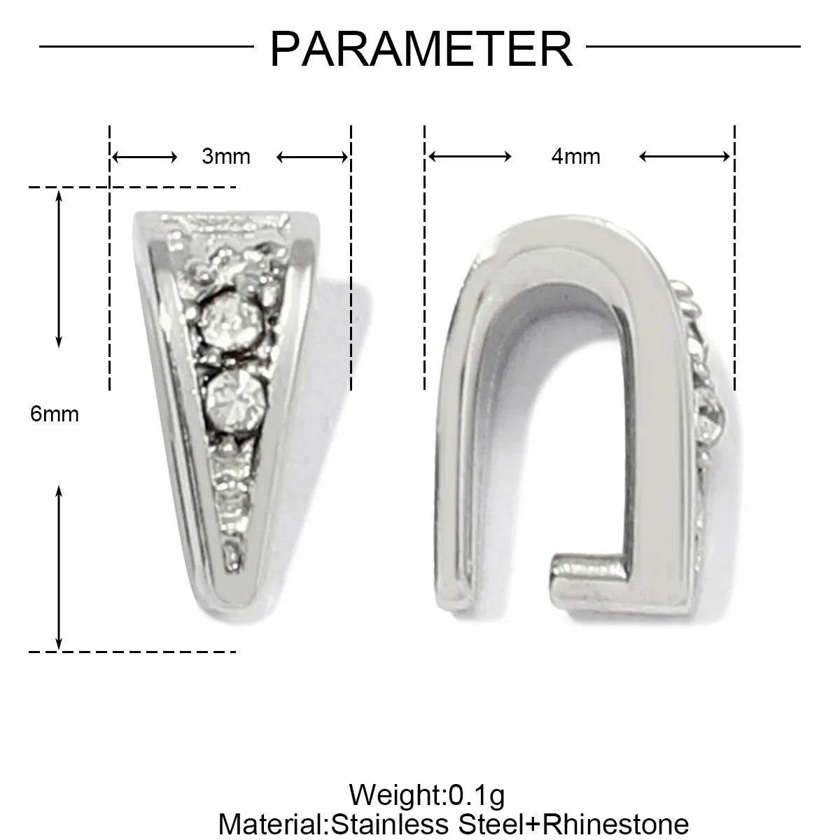 5Pcs/Lot Stainless Steel Clips Clasps Rhinestone Pinch Clip Bail Connectors For DIY Jewelry Findings Accessories