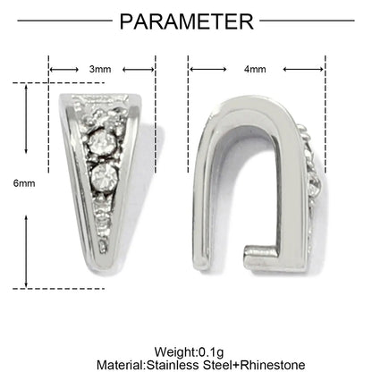 5Pcs/Lot Stainless Steel Clips Clasps Rhinestone Pinch Clip Bail Connectors For DIY Jewelry Findings Accessories