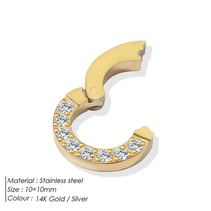 eManco High Quality Stainless Steel 14K PVD Gold Plated Round Skeleton Clasp Head for DIY Bracelet Necklace Jewelry Making