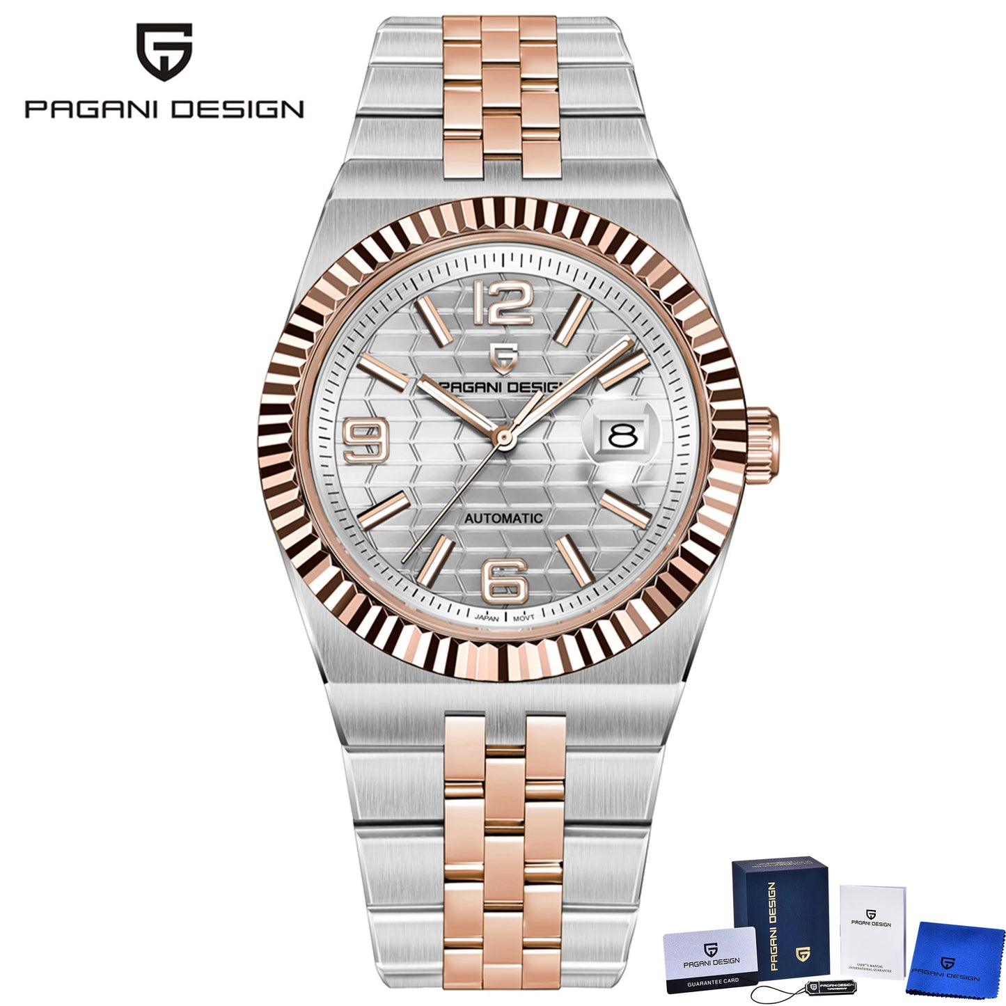 PAGANI DESIGN 2026 New Men's Watches Rose Gold Luxury Automatic Watch For Men MIYOTA 8215 Mechanical Wristwatch Sapphire crystal