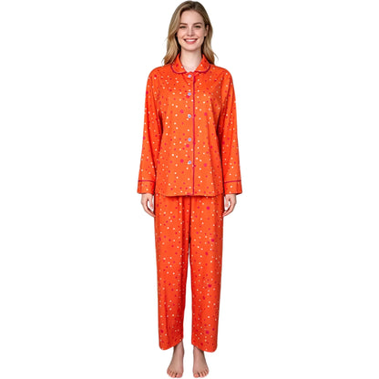 Movie Coraline Cosplay Pajamas Costume Orange Polka Dot Button-Up Loungewear Nice Stitching Set For Halloween Performance Restor