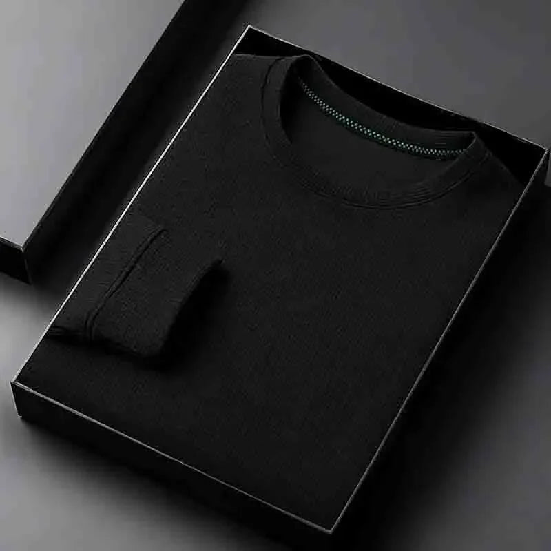 Men's Casual Crew Neck Knitwear Lightweight Long Sleeve Solid Color Pullover for All Seasons