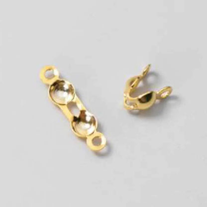 4pcs Genuine Real Pure Solid 925 Sterling Silver Closure End Beads Clasps Clips Gold Crimp Connector DIY Jewelry Making Finding