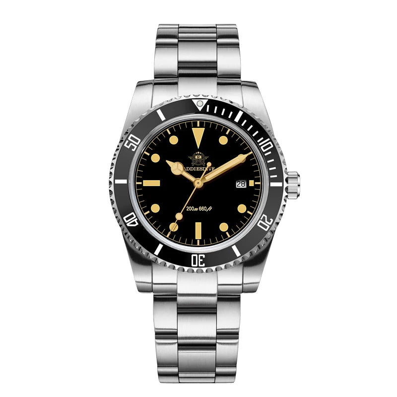 ADDIESDIVE 39mm Hot Watch For Men Display Calendar C3 Green Luminous 20Bar Waterproof Quartz Dive Watch