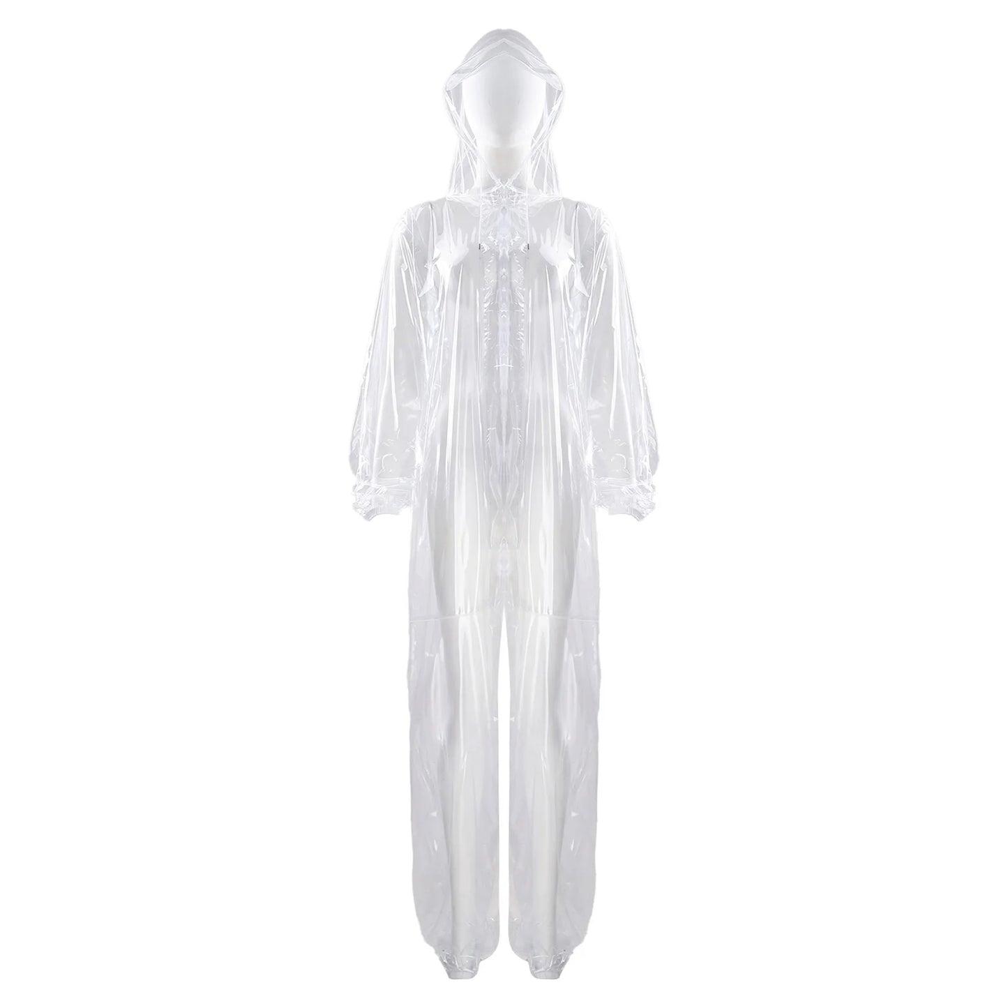 Adults Transparent Full-body Hooded Raincoat Portable Convenient One-piece Waterproof Raincoat Jumpsuit for Outdoor Workwear