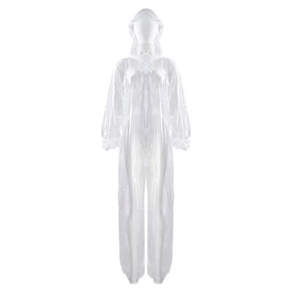 Adults Transparent Full-body Hooded Raincoat Portable Convenient One-piece Waterproof Raincoat Jumpsuit for Outdoor Workwear