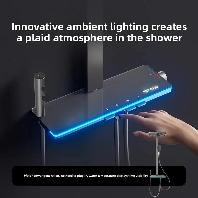 Supercharged Digital Display Bath Heater Shower Head Set Top Spray Complete Bathroom Faucets with Constant Temperature Feature