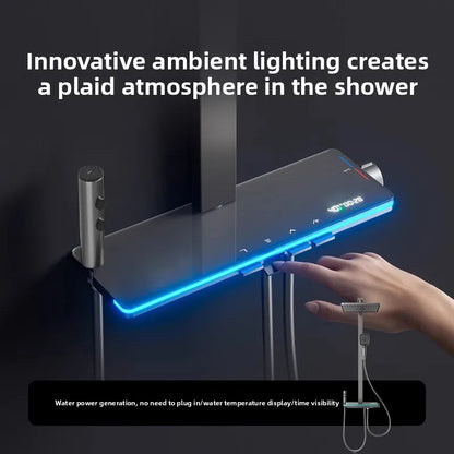 Supercharged Digital Display Bath Heater Shower Head Set Top Spray Complete Bathroom Faucets with Constant Temperature Feature
