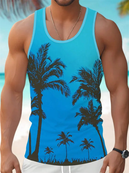 2026 Summer Hawaii Beach Tank Top for Men, Quick Dry Silky Sleeveless Shirt, Fashion Body Shaping Casual Men's Vest