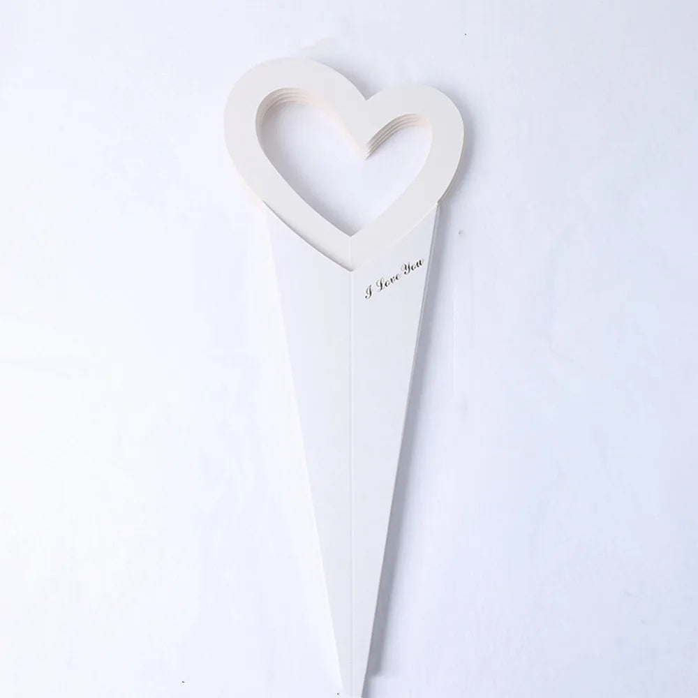 10pcs Romantic Heart Single Flower Box DIY Paper Bouquet Packaging Box Portable Rose Wrapping Gift Box Wedding Birthday Party