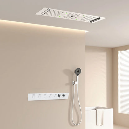 300*900mm  Bathroom Ceiling LED Thermostatic Smart Shower Faucet Set with Rainwater Waterfall Led Shower Head Set