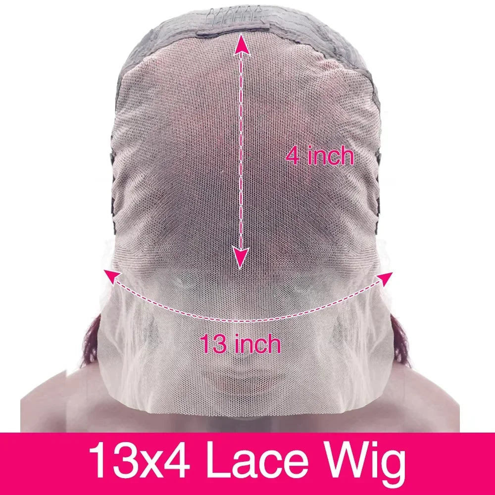 13x4 HD Lace Front Wigs 200 Density Preplucked Prebleached 99J Burgundy Colored 8-14 InchStraight Short Bob Human Hair Wigs