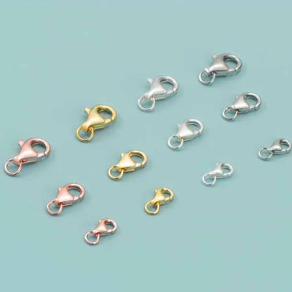 2pcs Genuine Real Pure Solid 925 Sterling Silver Lobster Buckle Clasps Claw Gold Buckles Connector Jewelry Making Findings