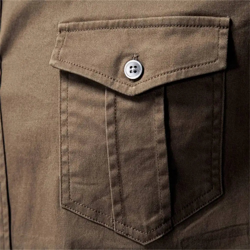 AIOPESON 2026 Business Cotton Pocket Shirt Long Sleeve Quality For Casual Slim Fit Solid Color Men Shirts