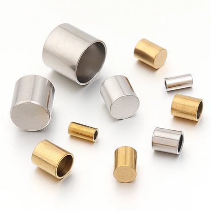 10-20pcs/lot 2-10mm Stainless Steel Leather Cord Clasp Crimp End Caps For Necklace Bracelet Connectors Jewelry Making Supplies