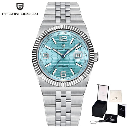 PAGANI DESIGN Business Men's Mechanical Automatic Watch Stainless Steel Waterproof Honeycomb Dial Luminous Gift Men's Watch+Box