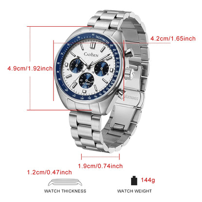 CADISEN 2026 New Men Watches Quartz Business Watches Japan VD53 Mens Clock Watch Men Chronograph Watch for Men Gift With Box