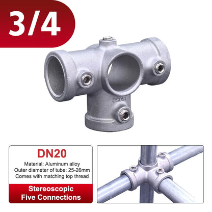 Aluminum Alloy Connector Elbow Tee Base Flat Three-dimensional Fitting Connection Fastener 20/25mm Steel Tube Shelf Parts