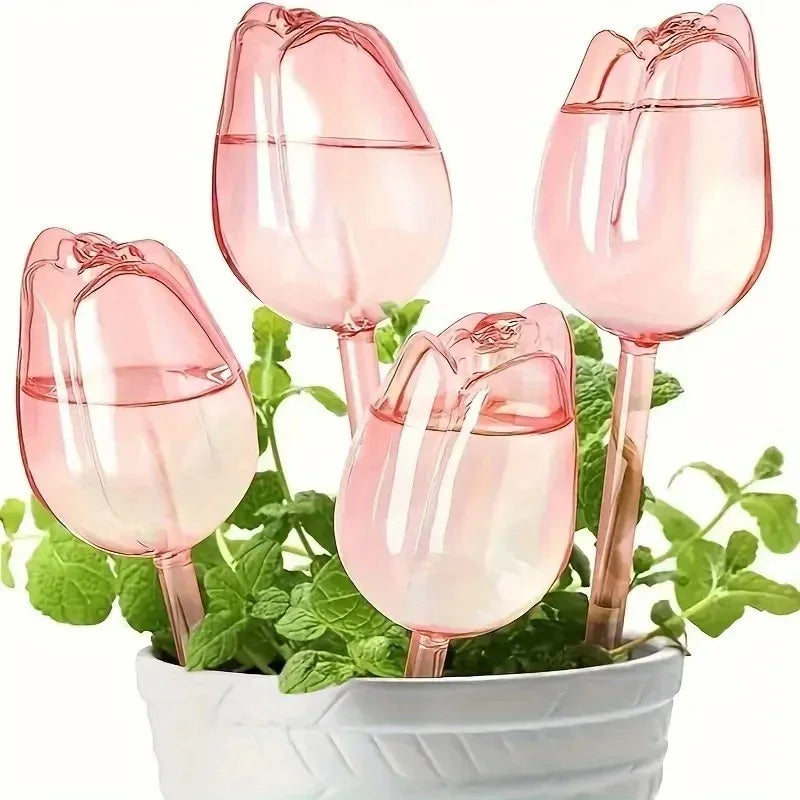Garden Pink Tulip Plant Watering Balls, Suitable For Indoor Outdoor Plants, Automatic Plant Drippers, And Automatic Watering