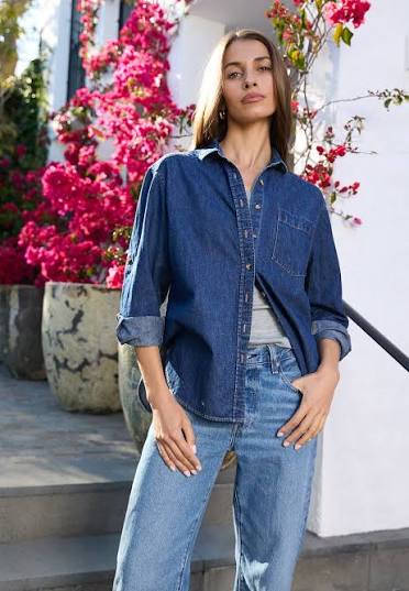 Denim Linen Dress Shirt