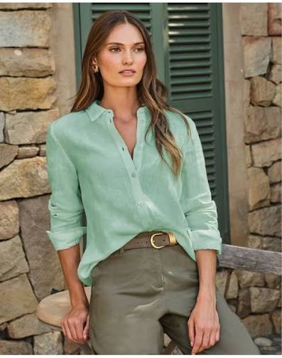 Mint Linen Dress Shirt