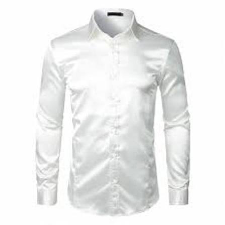White Twill Silk Blend Dress Shirt
