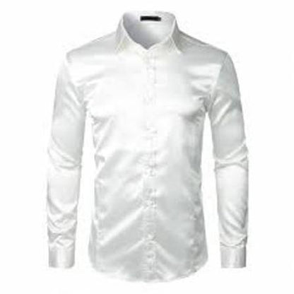 White Twill Silk Blend Dress Shirt