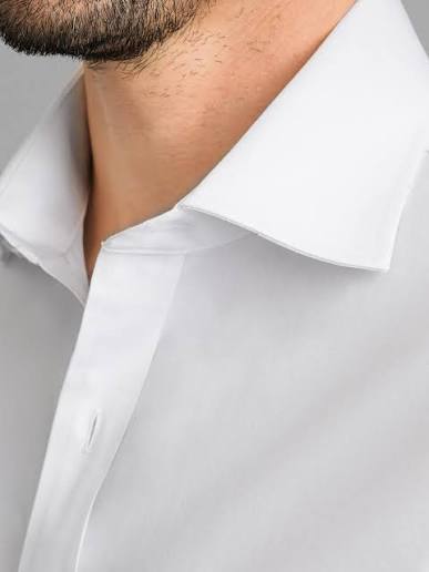 White Twill Silk Blend Dress Shirt