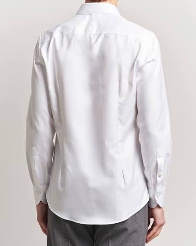 White Twill Silk Blend Dress Shirt