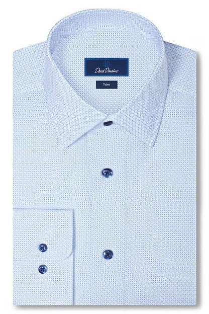 White & Blue Neat Print Stretch