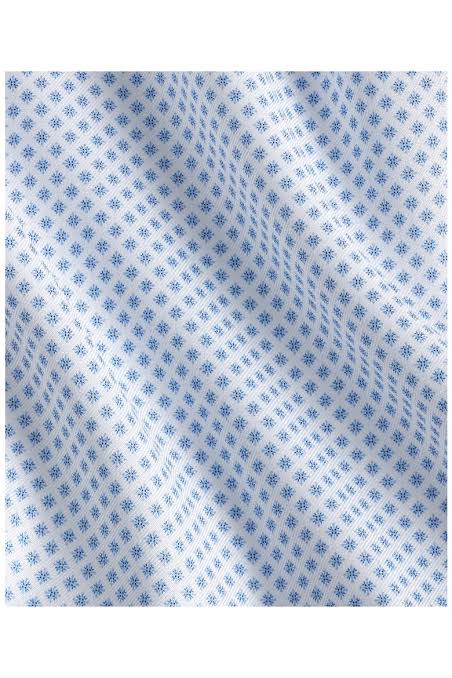 White & Blue Neat Print Stretch