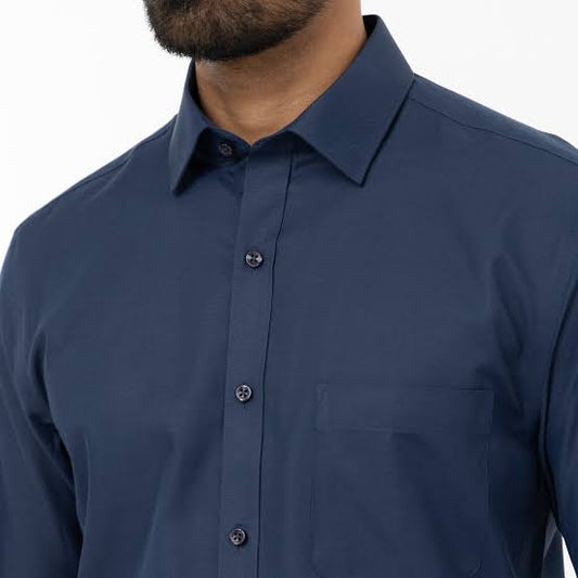 Navy Micro Dobby Dress Shirt
