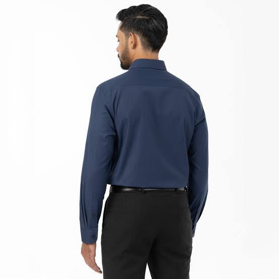 Navy Micro Dobby Dress Shirt