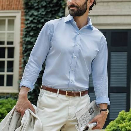 Sky Twill Contrast Dress Shirt